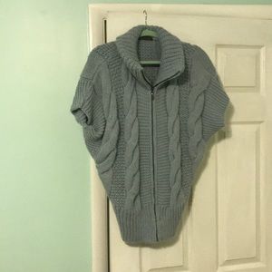 Grayish Blue Zipped Sweater